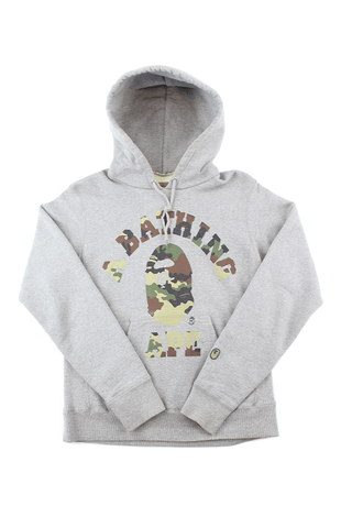 Sweat à capuche Bape Woodland College avec logo gris