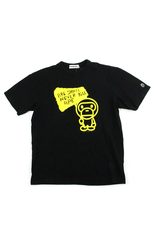 Bape Yellow Baby Milo ASNKA Sign Tee Black