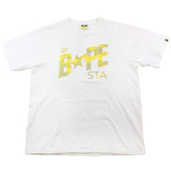 Bape Yellow Camo Bapesta Logo Tee White