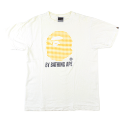 Bape Yellow Checkered Big Ape Logo Tee White