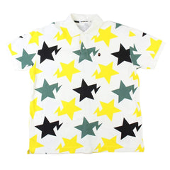 Polo imprimé Bape jaune et vert Bapesta blanc