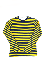 T-shirt réversible à manches longues rayé jaune et bleu marine Bape