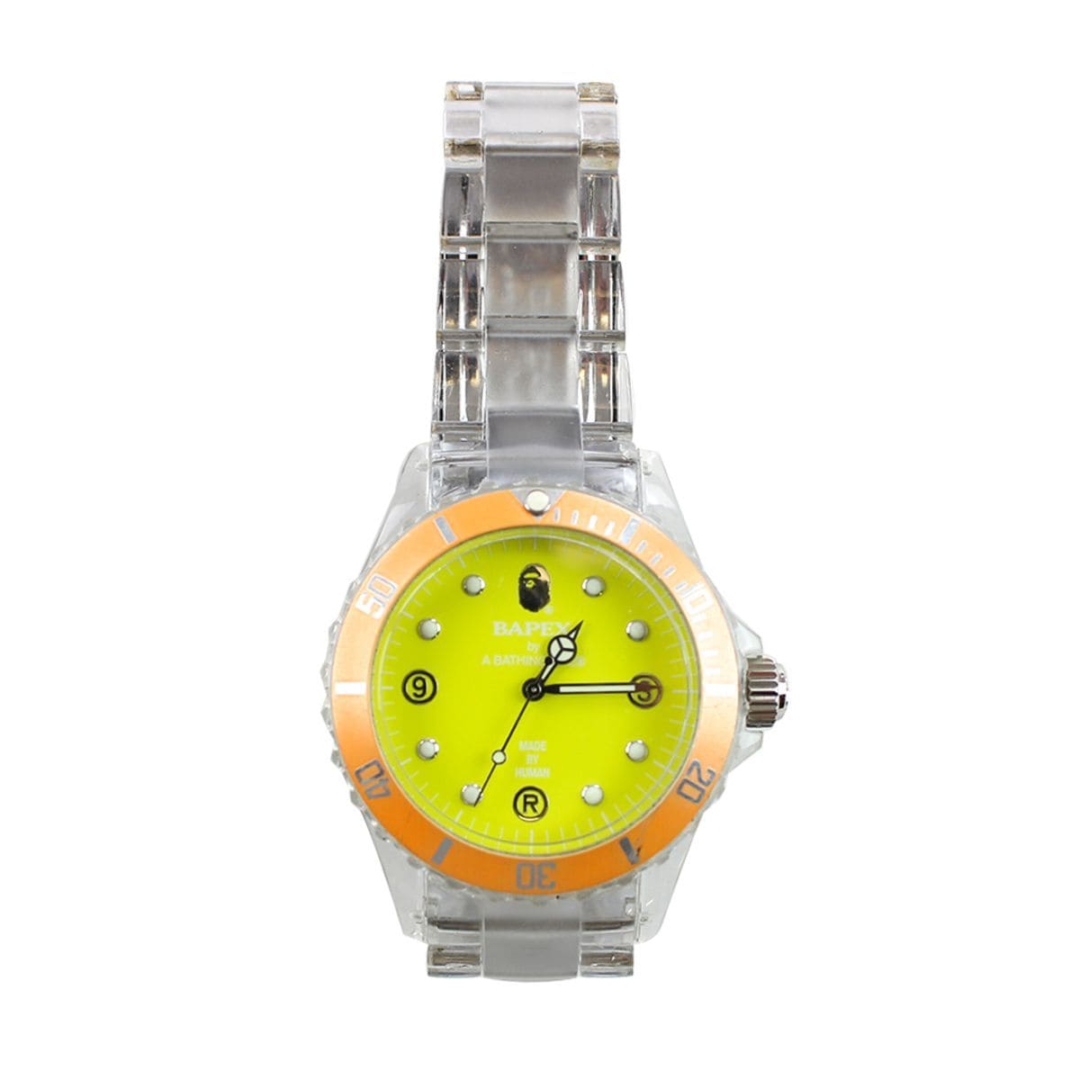 Bape Yellow & Orange Clear Strap Watch - SaruGeneral