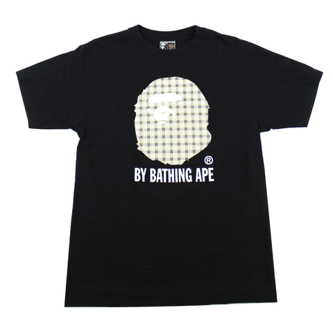 T-shirt Bape à carreaux jaunes et logo Big Ape noir