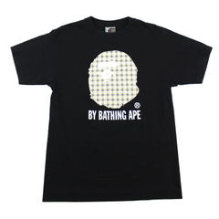Bape Yellow Plaid Big Ape Logo Tee Black