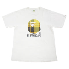 T-shirt Bape à carreaux jaunes et logo Big Ape blanc