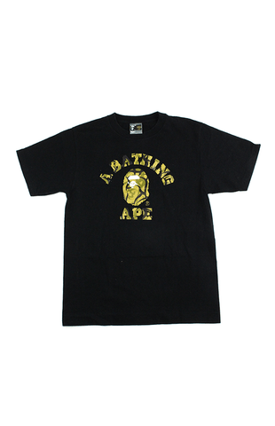 Bape Yellow Toxic Camo College Logo Tee Black