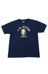 Bape Yellow Toxic Camo College Logo Tee Navy