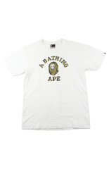 Bape tribal Angry Face College Logo Tee White