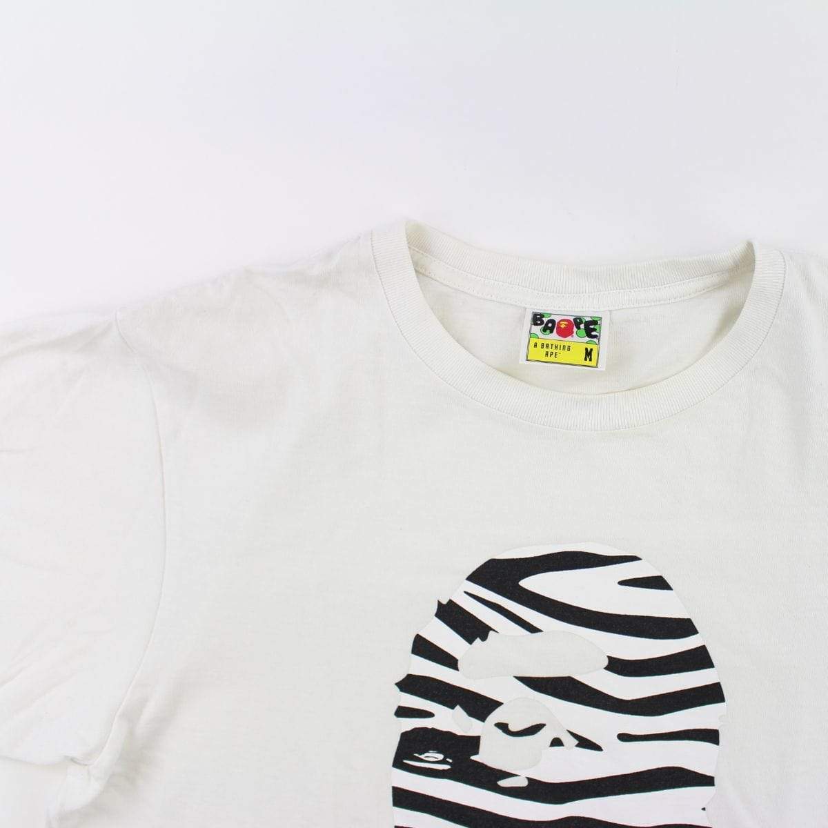 Bape Zebra Big Ape Logo Tee White - SaruGeneral