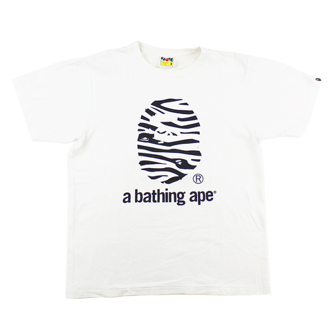 Bape Zebra Big Ape Logo Tee White
