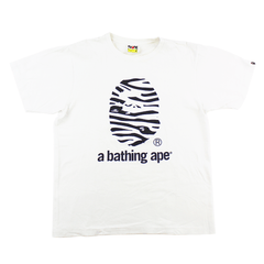 Bape Zebra Big Ape Logo Tee White