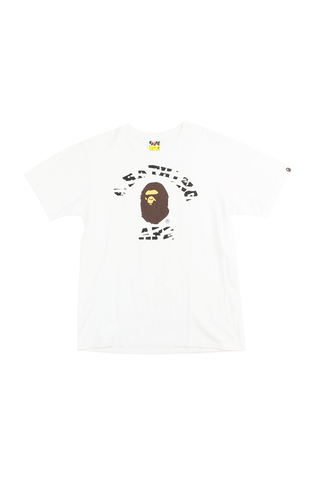 Bape Zebra Print College Logo Tee White