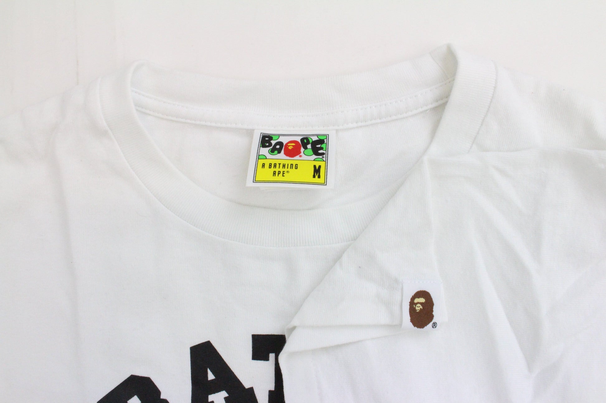 Bape black multi Camo College Logo Black Text Tee White - SaruGeneral