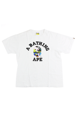 Bape black multi Camo College Logo Black Text Tee White