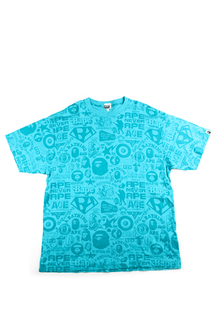 T-shirt Bape Generals Allover Logos bleu sarcelle