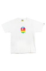 Bape rainbow Striped big Ape Logo Tee White