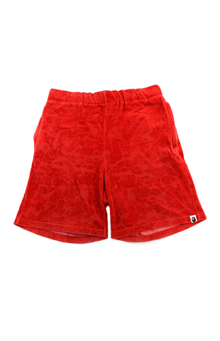 Bapexclusive red hidden camo shorts