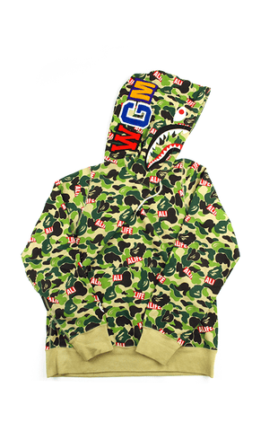 Sweat à capuche camouflage vert requin Bape x ALIFE