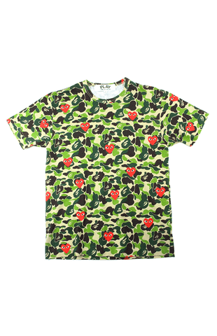 T-shirt Bape x CDG ABC vert camouflage cœurs