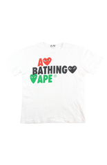 T-shirt blanc Bape x CDG Hearts Text