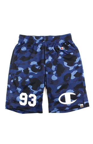 Short de basket-ball camouflage bleu Bape x Champion