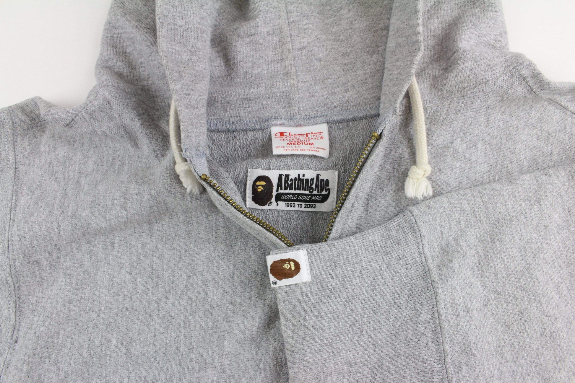 Bape x Champion Grey Zip Hoodie - SaruGeneral