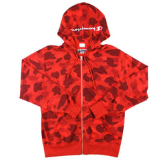 Sweat à capuche zippé Bape x Champion Red Camo