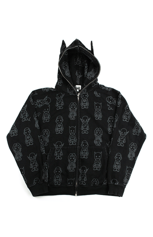 Sweat à capuche Bape x DC Grey Monogram Hero noir