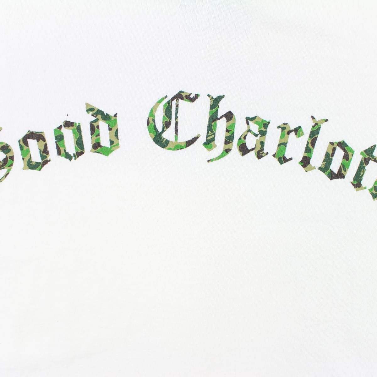 Bape x Good Charlotte Green Camo Logo Tee White - SaruGeneral
