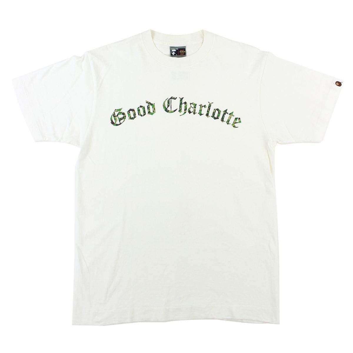 Bape x Good Charlotte Green Camo Logo Tee White - SaruGeneral