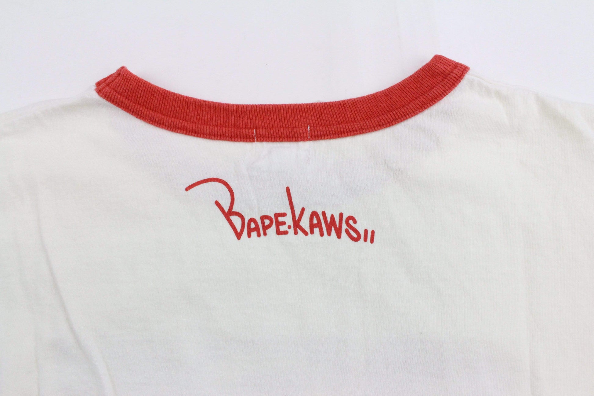 Bape x Kaws ASNKA Red Text Ape Logo LS White - SaruGeneral