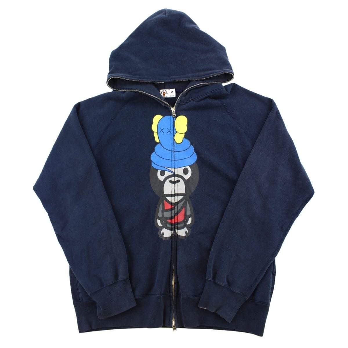 Bape x Kaws Baby Milo Full Zip Hoodie Navy - SaruGeneral