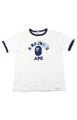 Bape x Kaws Blue College Logo Tee White