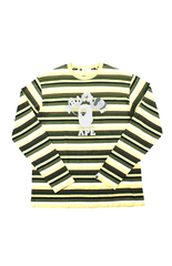 Bape x Kaws College Logo LS Stripe Vert Marron Jaune