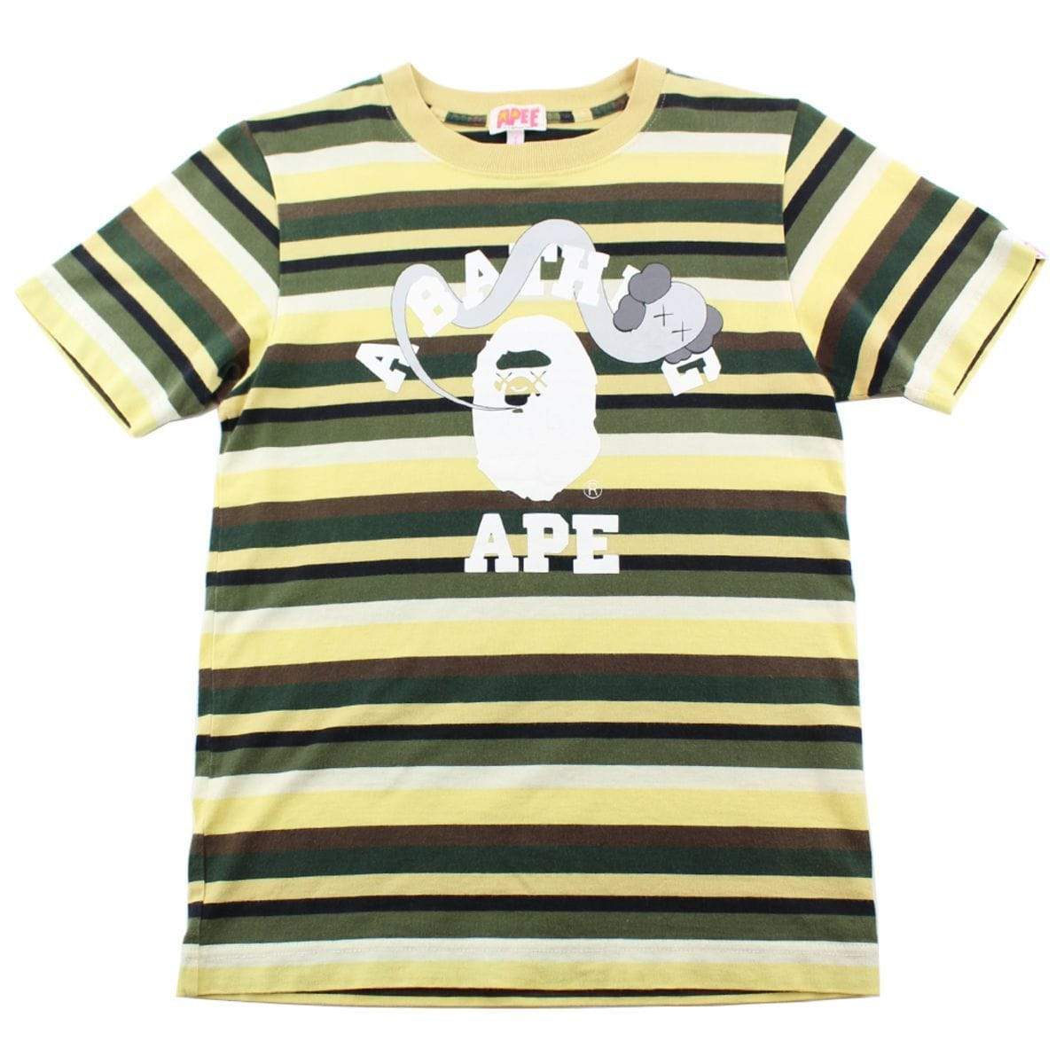 Bape x Kaws College Logo Tee Yellow Striped - SaruGeneral