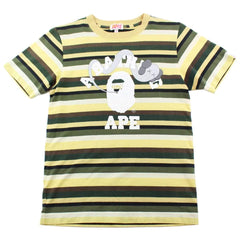 T-shirt Bape x Kaws College Logo à rayures jaunes