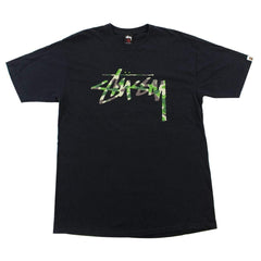 T-shirt Bape x Stussy avec logo camouflage vert et noir
