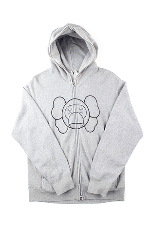 Sweat à capuche zippé Bape x Kaws Milo gris