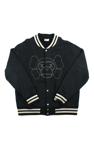 Veste universitaire Bape x Kaws Milo Stencil noire