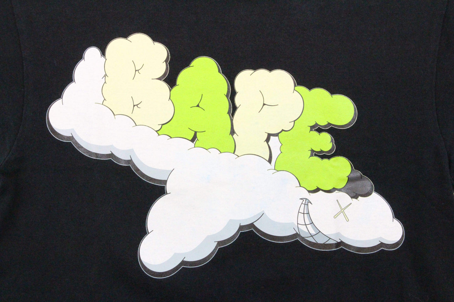 Bape x Kaws Text Cloud Plane Tee Black - SaruGeneral