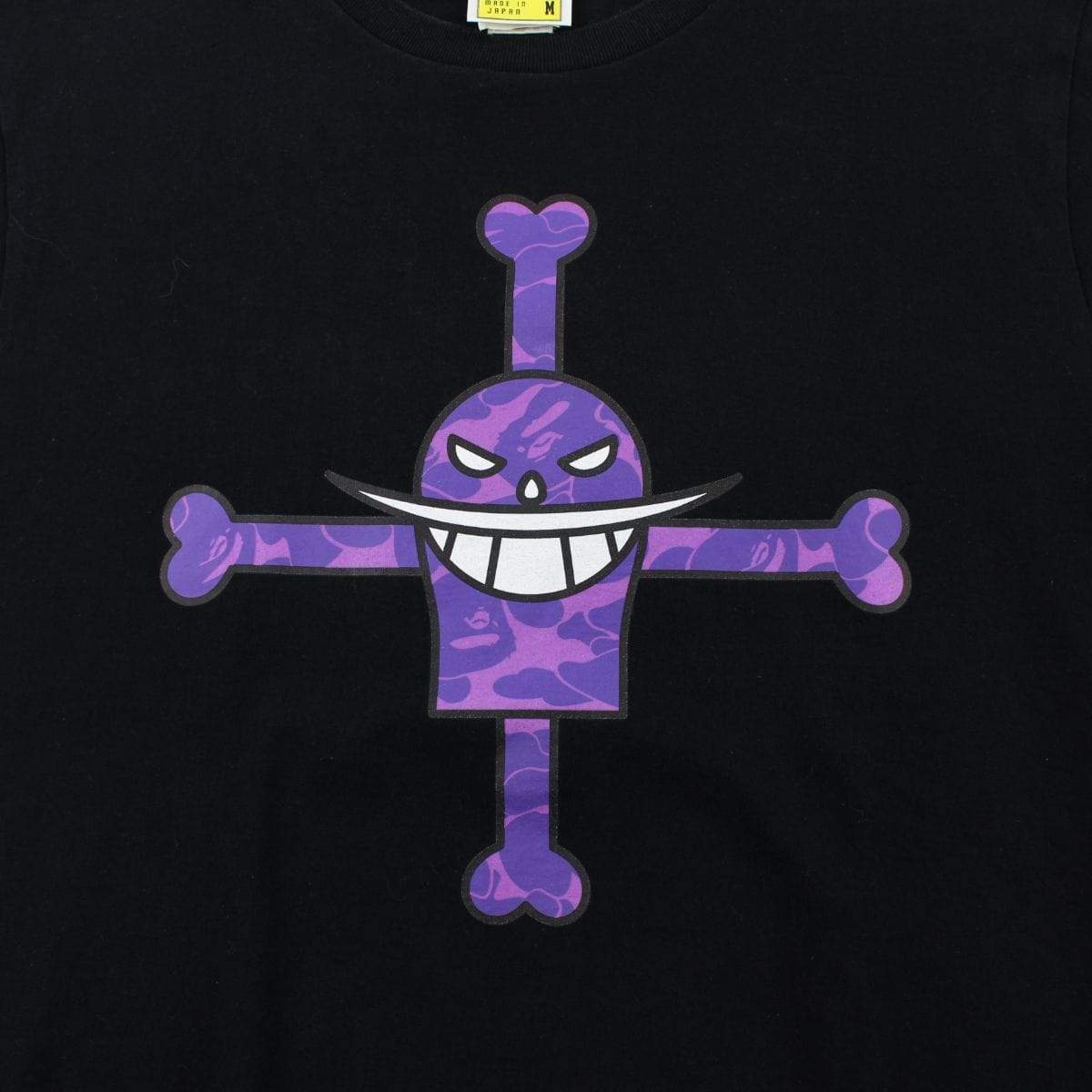 Bape x One Piece Purple Camo CrossBones Tee Black - SaruGeneral
