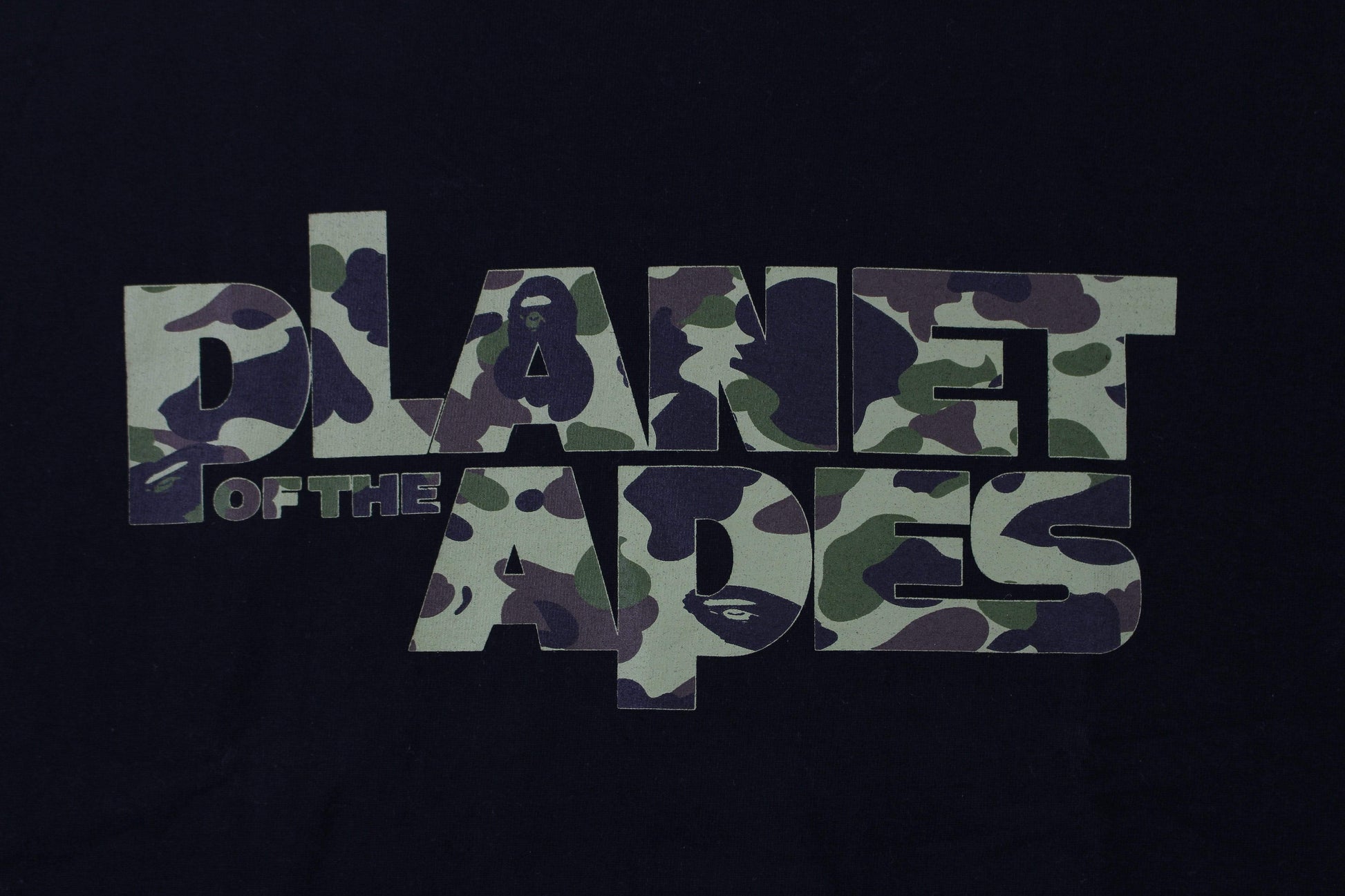 Bape x Planet of The Apes 1st Green Camo Tee Black - SaruGeneral