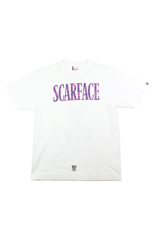 T-shirt camouflage violet Bape x Scarface blanc