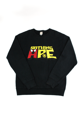 Sweat à capuche Bape x Spiderman APE Logo noir