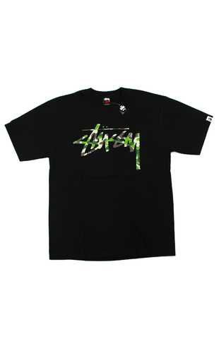 T-shirt camouflage vert ABC Bape x Stussy 30e anniversaire noir