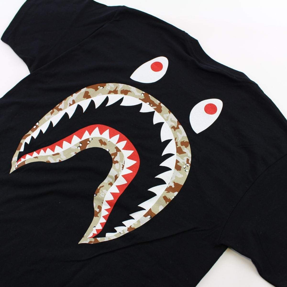 Bape x Stussy Desert Camo Shark Logo Tee Black - SaruGeneral