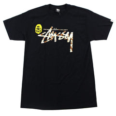 T-shirt Bape x Stussy Desert Camo avec logo requin, noir