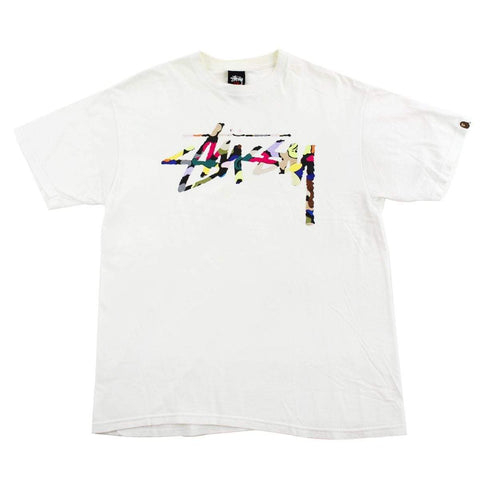 T-shirt Bape x Stussy Multi Camo Logo Blanc