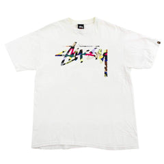 T-shirt Bape x Stussy Multi Camo Logo Blanc